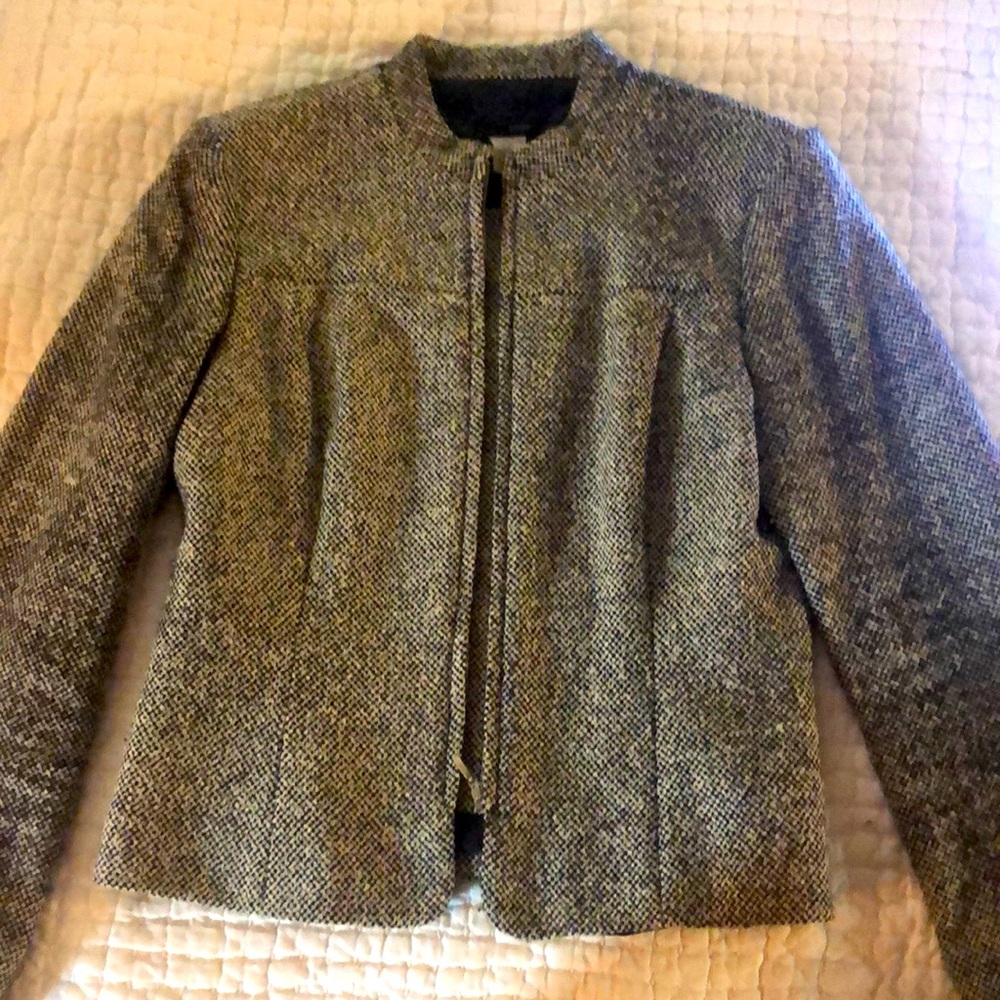 Old School J Crew cropped stand up collar tweed jacket vintage size 10